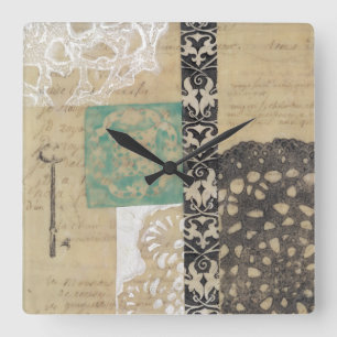 Relógio Quadrado Filigrana e Chave II