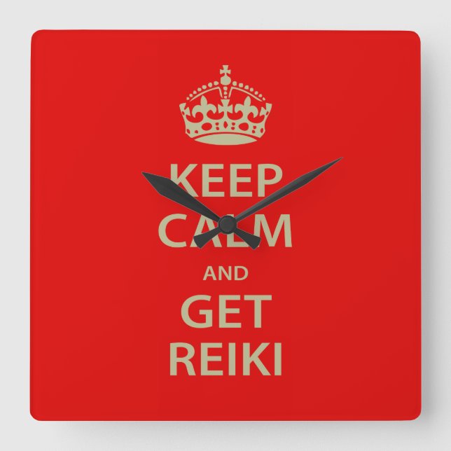 Relógio Quadrado Fique calmo e pegue o Reiki (Frente)