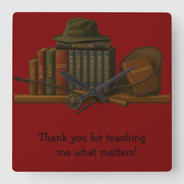 Relógio Quadrado Fishing for Understanding  (Frente)