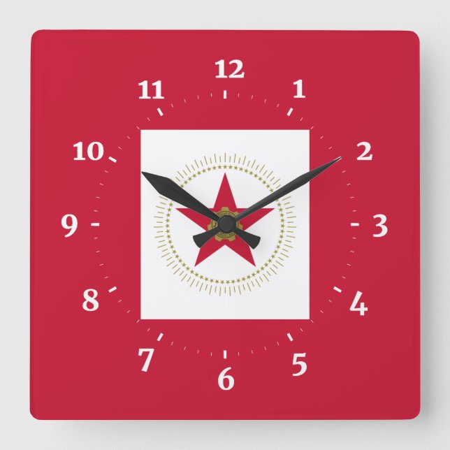 Relógio Quadrado Flag of Birmingham, Alabama Square Wall Clock (Frente)