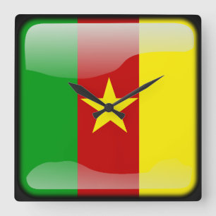 Relógio Quadrado Flag of Cameroon