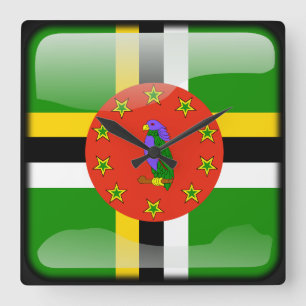 Relógio Quadrado Flag of Dominica