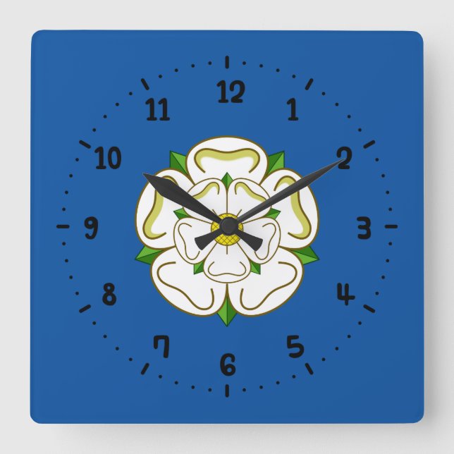 Relógio Quadrado Flag of Yorkshire Square Wall Clock (Frente)