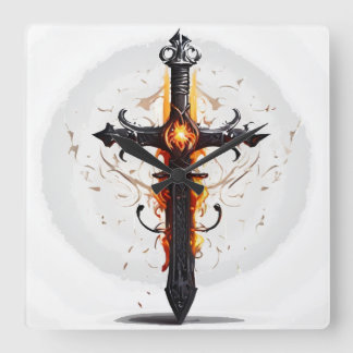 Relógio Quadrado #Flame #Cross Art: #Inspirador Design