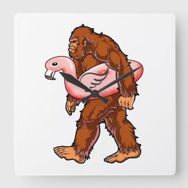 Relógio Quadrado Flamingo Bigfoot (Frente)