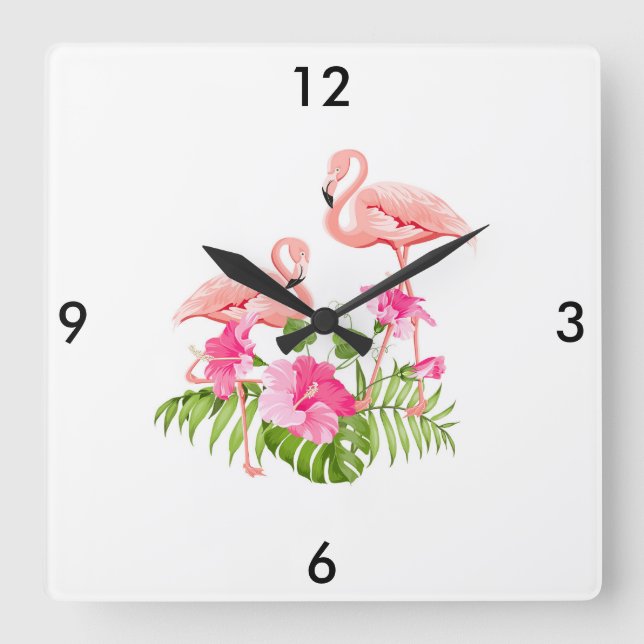 Relógio Quadrado Flamingo Clock (Frente)
