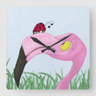 Relógio Quadrado Flamingo Rosa bonito