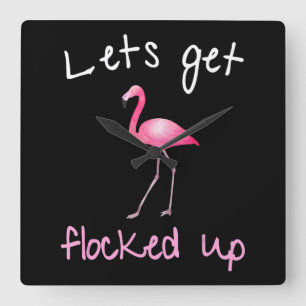 Relógio Quadrado Flamingo - Vamos Ficar Bloqueados