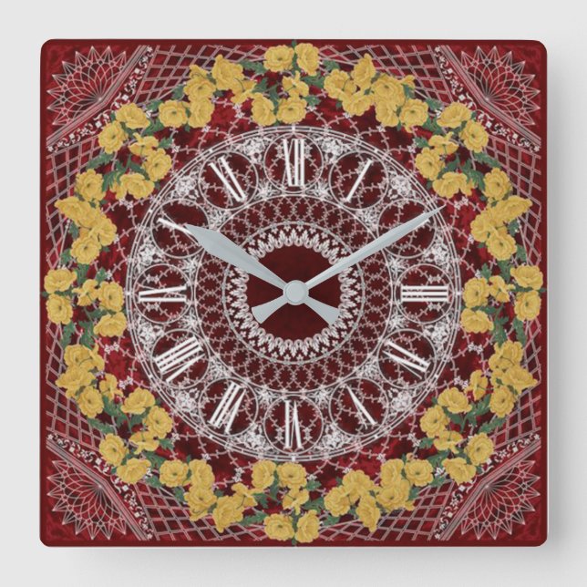Relógio Quadrado Flor (Frente)