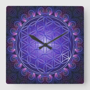 Relógio Quadrado FLOR DA VIDA / Blume des Lebens Mandala I Square
