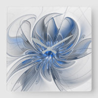 Flor de Arte Fracionada com Cinza Azul abstrato