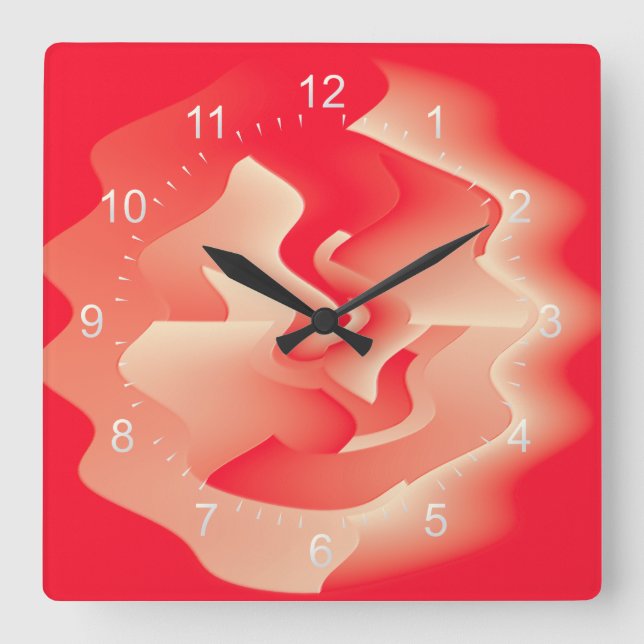 Relógio Quadrado flor de coral (Frente)