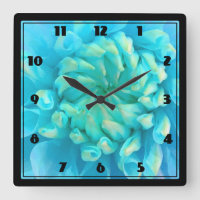 Flor de Dália Azul Turquesa com Aquarela