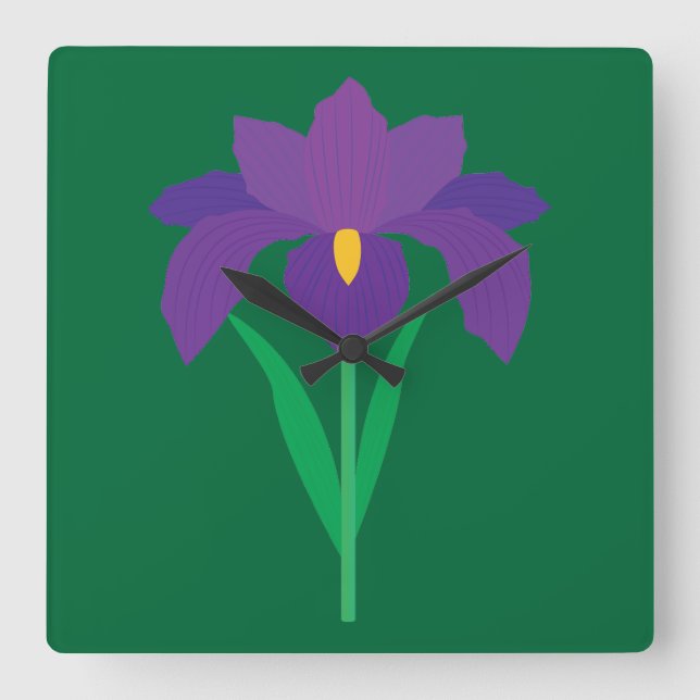 Relógio Quadrado Flor de Íris (Frente)