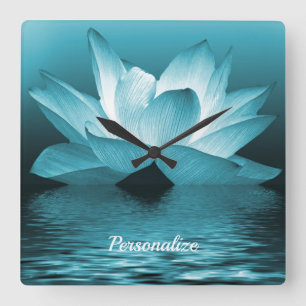 Relógio Quadrado Flor de Lótus Elegante Oceano Zen Yoga Meditação
