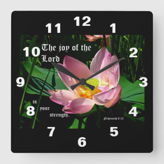 Relógio Quadrado Flor de Lótus Neemias 8:10