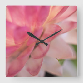 Relógio Quadrado Flor de Palha Rosa Brilhante