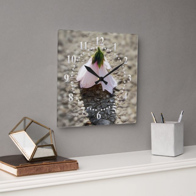 Relógio Quadrado Flor de peão de xadrez (Escritório)