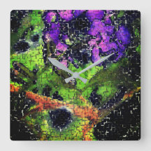 Flor e folhas, envelhecidas em mosaico esculpido