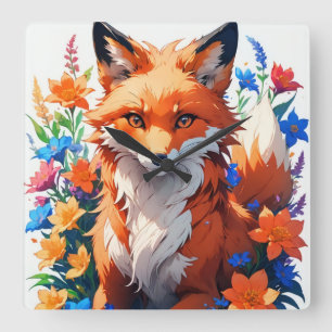 Relógio Quadrado Flor Fox