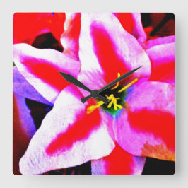 Relógio Quadrado Flor Hibiscus