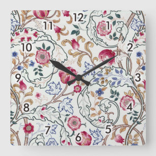 Relógio Quadrado Flor, Padrão Floral, William Morris