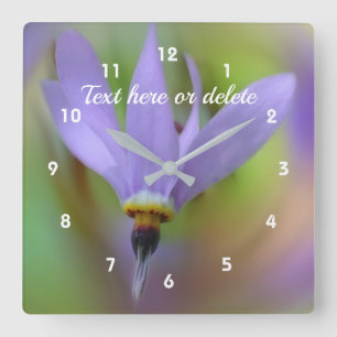 Relógio Quadrado Flor Roxo Personalizado