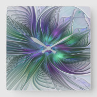 Flor Verde Roxo Moderna Abstrato de Arte Fractal