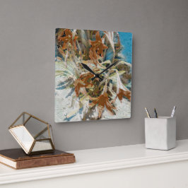 Relógio Quadrado Floral Exótico