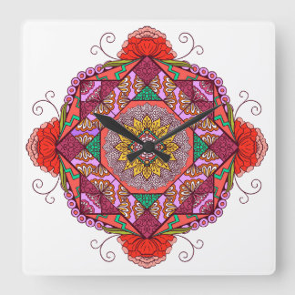 Relógio Quadrado Flores como el Cosme