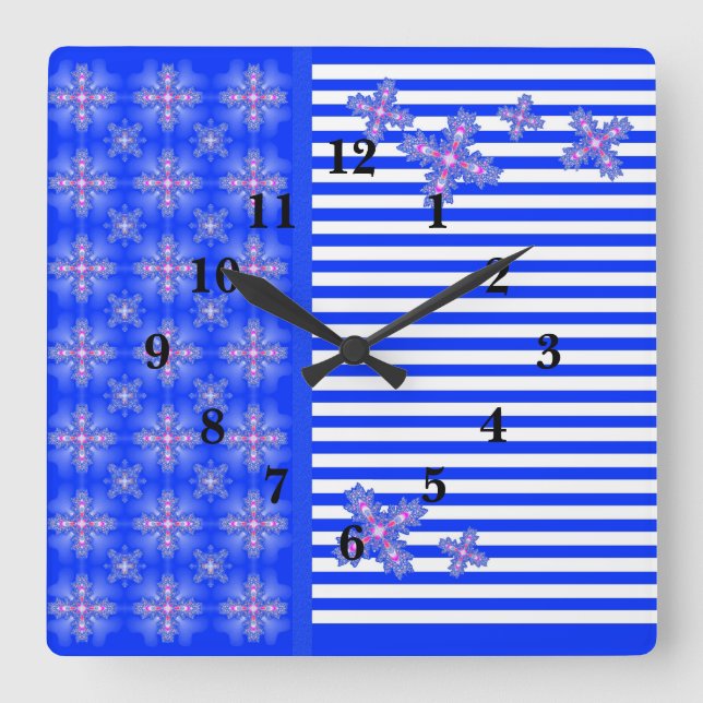 Relógio Quadrado Flores de Artdeco no Estilo Retroativo (Frente)