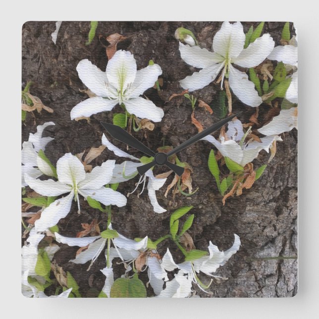 Relógio Quadrado Flores de árvore (Frente)