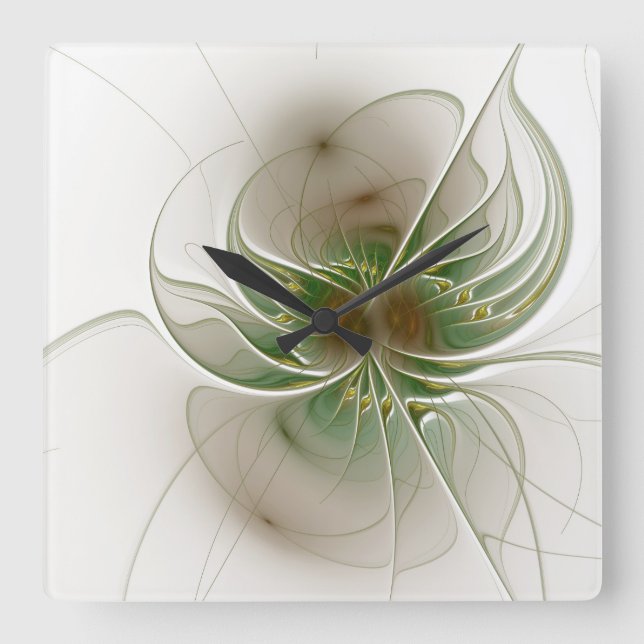 Relógio Quadrado Flores de fantasia fractal suaves e tenra (Frente)