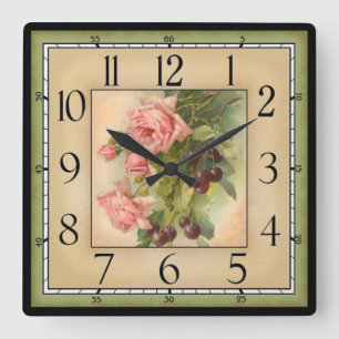Relógio Quadrado Flores de Frame Quadrado