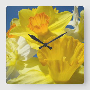 Relógio Quadrado Flores De Mola Relógios Amarelos Daffodils Floral