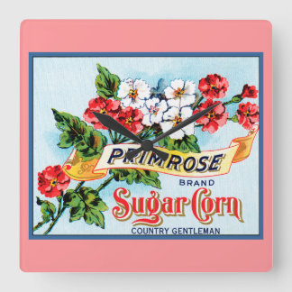 Relógio Quadrado Flores de Primavera Rosa Arte de Encaixote Vintage