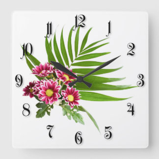 Relógio Quadrado Flores roxas