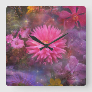 Relógio Quadrado Flores - um buquê visual para a mamã