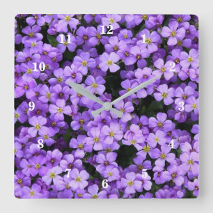 Relógio Quadrado Flores Violetas - Primavera