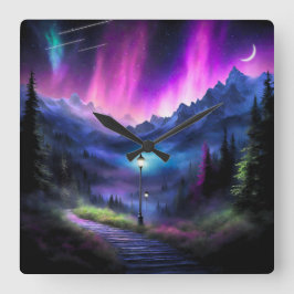 Relógio Quadrado Floresta Encantada