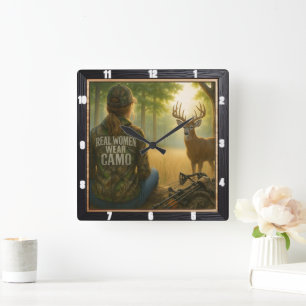 Relógio Quadrado Floresta Real de Caçadores de Camo