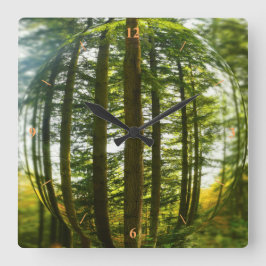 Relógio Quadrado Florestas através do olho de um peixe