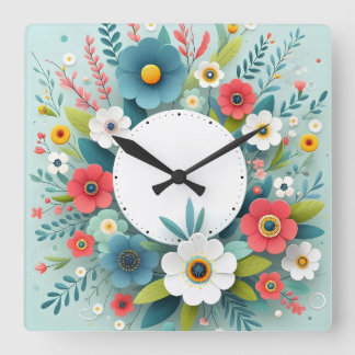 Relógio Quadrado flower design