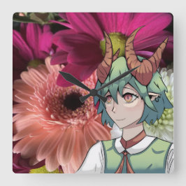 Relógio Quadrado Flowers, anime,