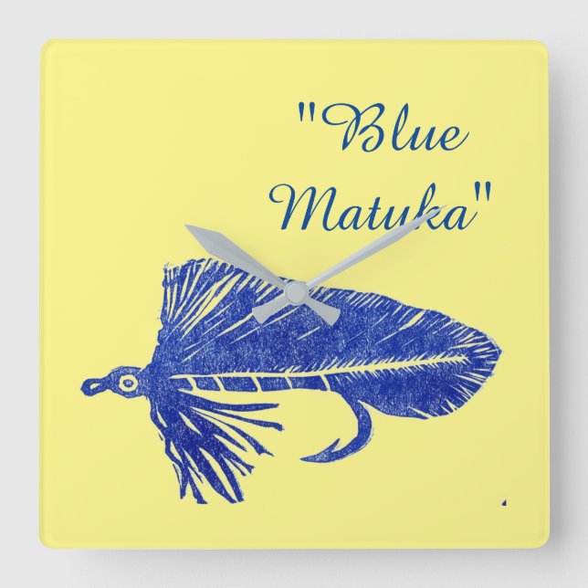 Relógio Quadrado Fluxo azul-Matuka para a pesca e a pesca de moscas (Frente)