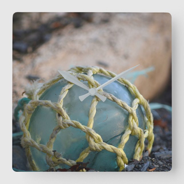 Relógio Quadrado Fluxo De Pesca De Vidro, Vertical (Frente)