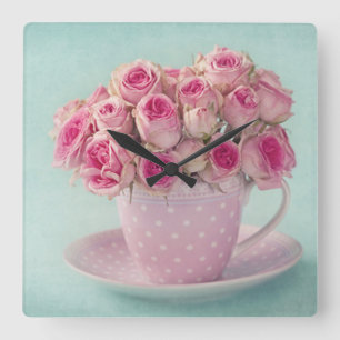 Relógio Quadrado fofo,giro,xixi,chic,vintage,rosas,rosa,diversão,a
