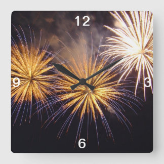 Relógio Quadrado Fogo-de-artifício da celebração