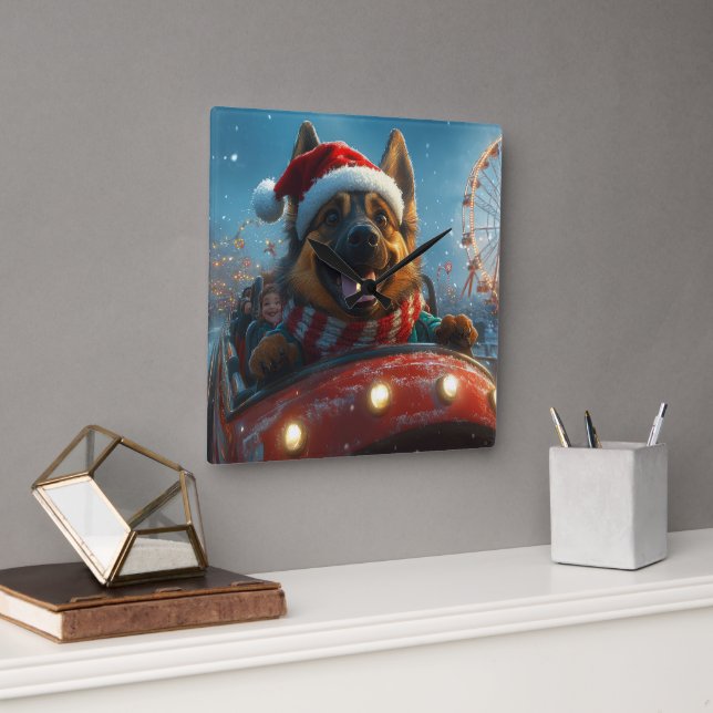 Relógio Quadrado Folha de Cachorro Belga Porta copos Natal (Escritório)