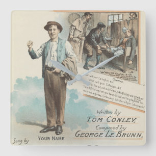 Relógio Quadrado Folha de Música Vintage Callaghan Chorus